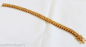 Authentic Gold Plated Sterling Silver 925 Diamond accent Tennis Bracelet 7" L