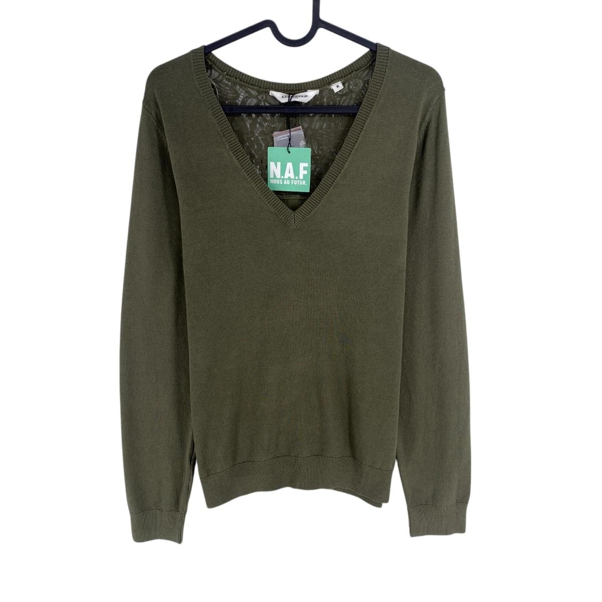 Pull Naf Naf En Angora 50% - Couleur Noir, Taille L, Occasion Très Bon État Pour Femme