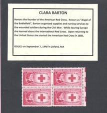 #967 - 1948 CLARA BARTON - US Mint Block of 4 Stamps