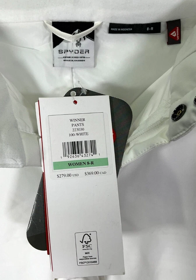 Pantalones de nieve Spyder Winner aislados para mujer talla 8R blancos NUEVO Foto 3 de 4