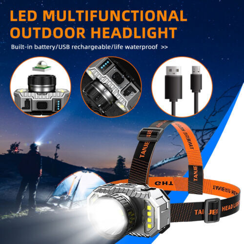 NUCWO 200000 Lumens Headlamp Rechargeable XHP70.2 Super Bright Powerful LED  Headlamp,Adjust Focus 3 Modes Waterproof Headlight,Power Bank Function for  Camping Biking Hiking (a) 