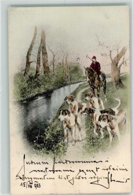 39282483 - Beagel Harrier Rider Hunting Dog 1903