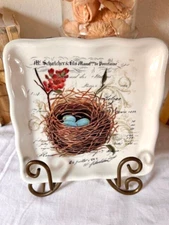 Effetti d'Arte Square Ruffled Edge Plate Handmade In ITALY 7.25" Robins Egg Nest