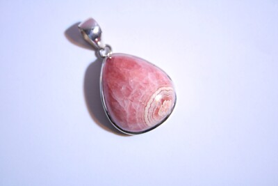 gemstones 24 very beautiful real rhodochrosite pendant silver 925 49x27mm! A-151