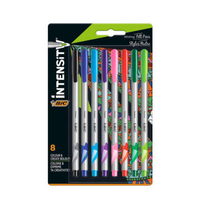 Pack of 8 Bic Intensity 1.0Mm Felt-Tip Medium Point Pen with Water-Based Ink