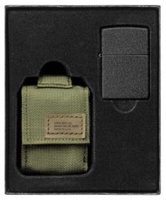 ZIPPO ACCENDINO VERDE CRACKLE SET CON CUSTODIA IN NYLON 60005676 - NUOVO!