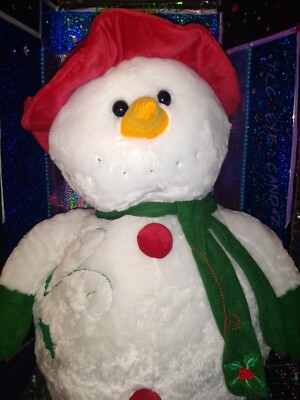  Sun Point Co. Ltd. / Christmas Snowman w/Red Hat &Green Scarf 32'' Jumbo Plush!
