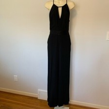 DVF Diane von Furstenberg Ireland black jumpsuit halter keyhole backless New 10