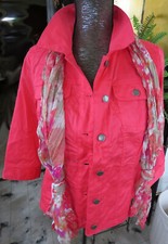 Christopher & Banks Women's Coral Orange Stretchy Jean Jacket Size Small - Nwt