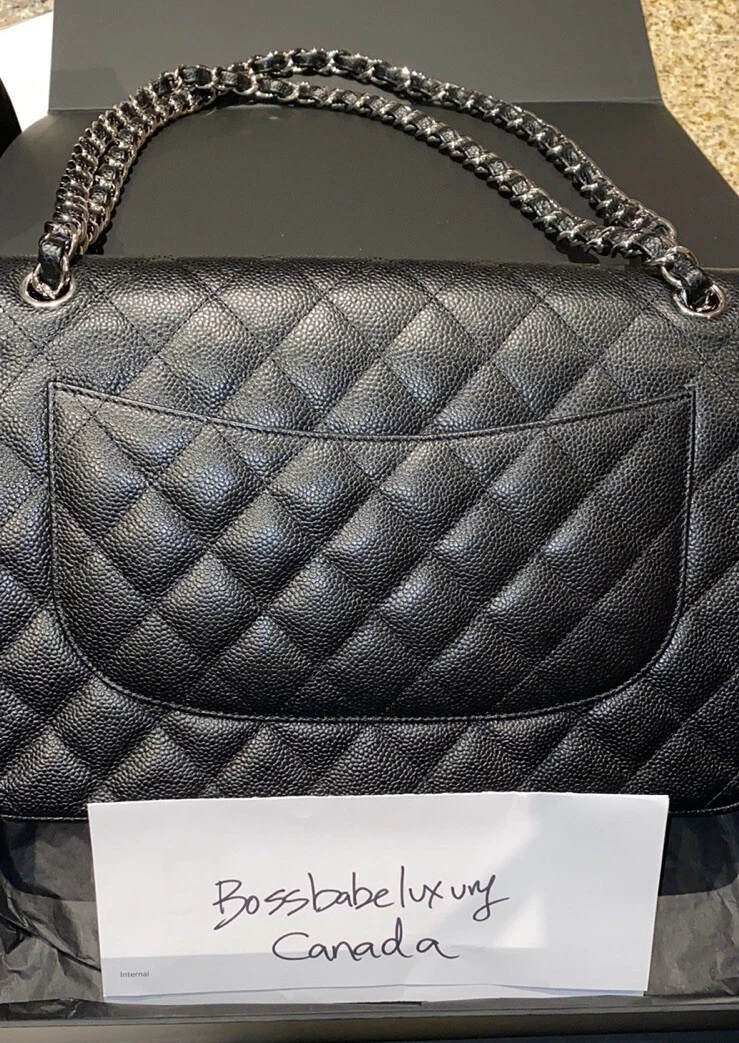 Chanel Black Caviar Medium Classic Double Flap Bag Silver Hardware