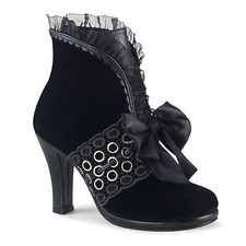 Stivali donna DemoniaCult Glam 110 Black Velvet velluto tacco gotico nero 5023