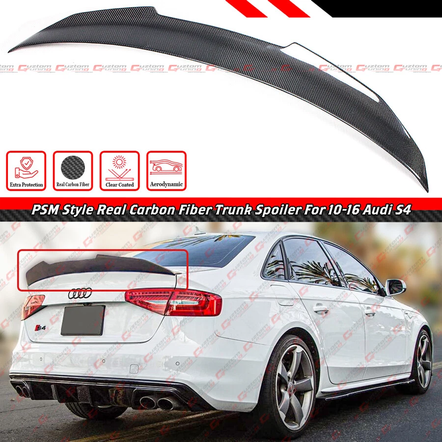 PARA AUDI S4 SEDÁN 10-16 ESTILO PSM HIGHKICK ALERÓN MALETERO FIBRA CARBONO REAL Foto 2 de 4