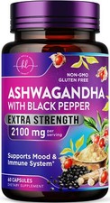 Ashwagandha 2100 mg Extra Strength Pure Ashwagandha Powder Stress  Mood Support