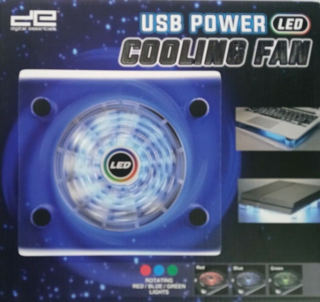 DIGITAL ESSENTIALS LED USB Laptop Powered Cooling Fan Multicolored Model#GA-0006
