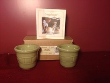 Longaberger Pottery ~Set of 2 Candle VOTIVES ~ SAGE GREEN ~ NEW! ~ Made in USA!