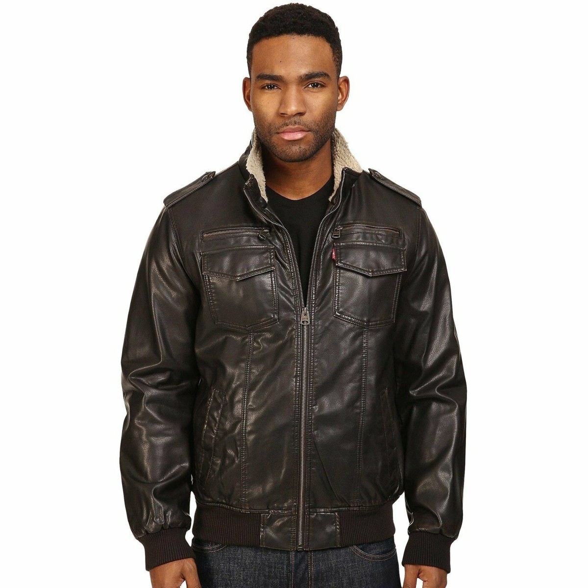 LEVIS Mens XXL CLASSIC Faux LEATHER SHERPA Lined Military AVIATOR