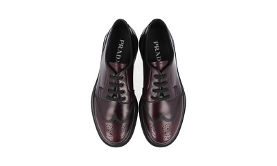 PRADA Derby Air Sole Dress Shoes Sneakers 2EG299 Burgundy NEW - US