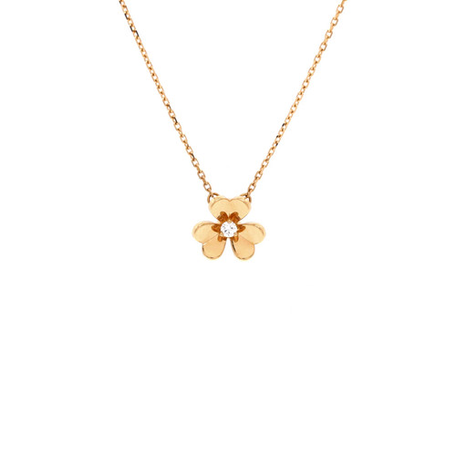 Van Cleef & Arpels Frivole Pendant Necklace 18K Yellow Gold and Diamond Mini