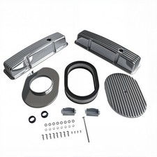 Valve Cover 12 Oval Full Finned Air Cleaner Kit For 1958-1986 Sbc 283 350 400