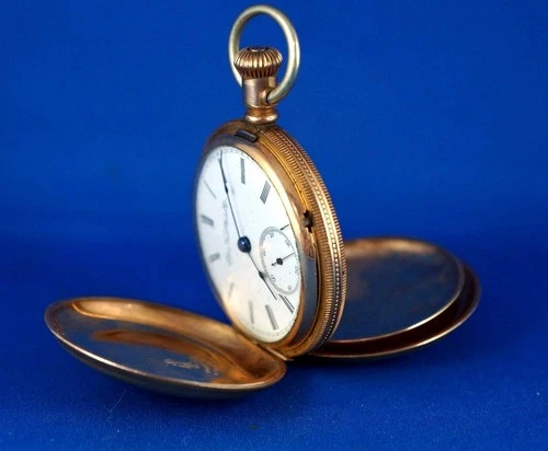 Antique Elgin Pocket Watch Lever Set engraved Case Second Hand Dial