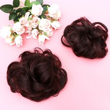 2 Pcs Hair Chignon Wig Synthetic Hair Bun Hair Plate Tool Dark Brown Color
