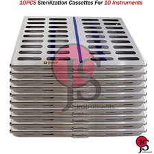 10PCS Dental Autoclave Sterilization Cassette Tray Rack Box For 10 Instruments