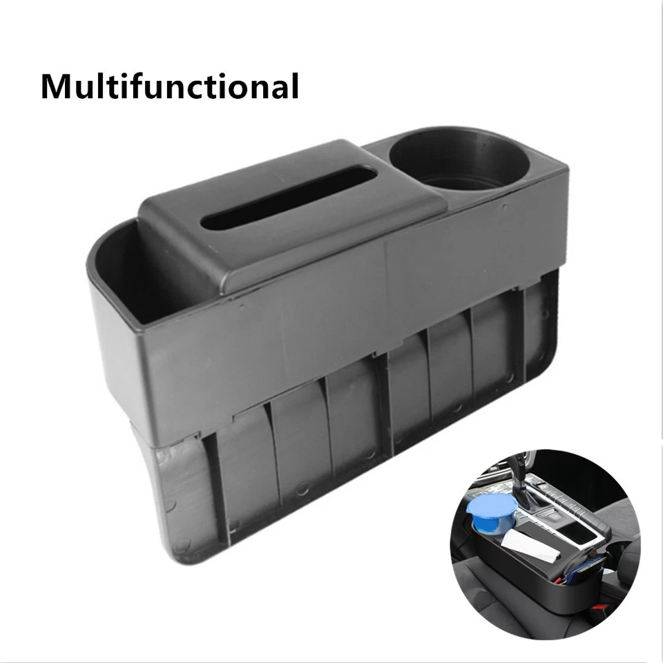 Car Console Side Pocket Organizer Box PVC Seat Storage with Cup Holder for Phone - Imagem 3 de 4