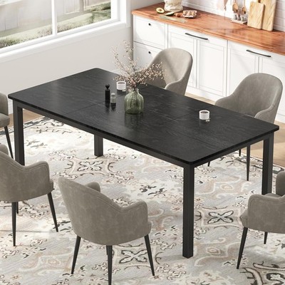 79 in Dining Table 6 Farmhouse Wooden Kitchen Tables Family Rectangular