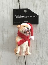 The Christmas Shoppe Santa Hat Bulldog Dog Ornament Decor Holiday Pet Puppy