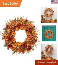 Beautiful 22-Inch Autumn Wreath with Natural Grapevine Base for Door  Wall
