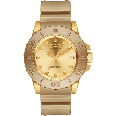 Emporio Armani EA7 Gold Sport Wristwatch 200M Stainless Steel Rubber Band