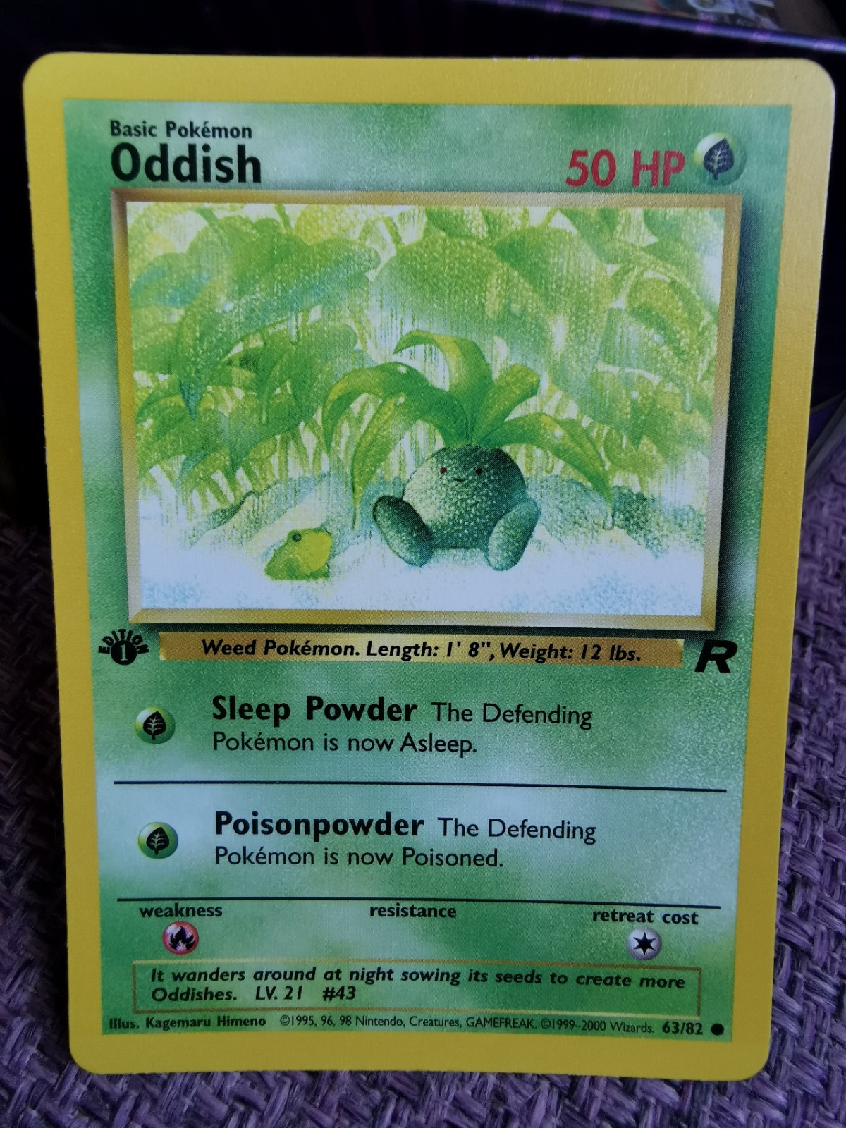 Pokemon Oddish Card 63/82 Team Rocket 1st Edition WOTC NM Vintage
