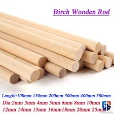 Wooden Dowel Rod,Dia 2mm to 25mm Birch Natural Wooden Cylinder Block Craft DIY