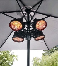 Litecraft 1800W Parasol 4 Way Outdoor IPX3 Rated Radiant Patio Heater - Black   