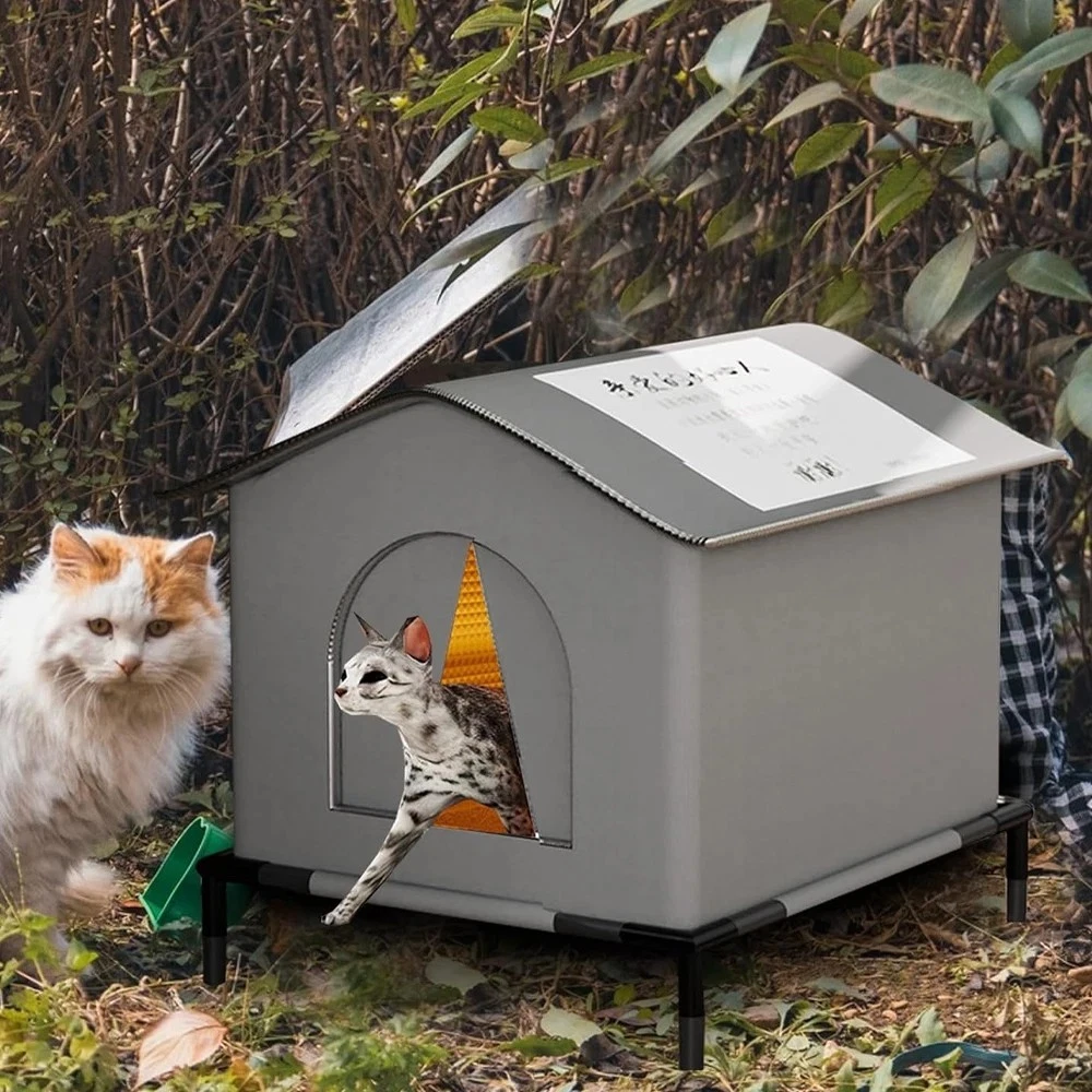 Waterproof Winter Stray Cat House Outdoor Warm Shelter Foldable Pet Bed