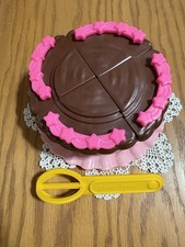Vintage 1988 Fisher Price "FUN WITH FOOD" Chocolate Cake, Pink Plate Utensil