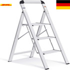 Aluminium Trittleiter 3 Stufen | Klappbar mit Handlauf | 150 kg Belastbar