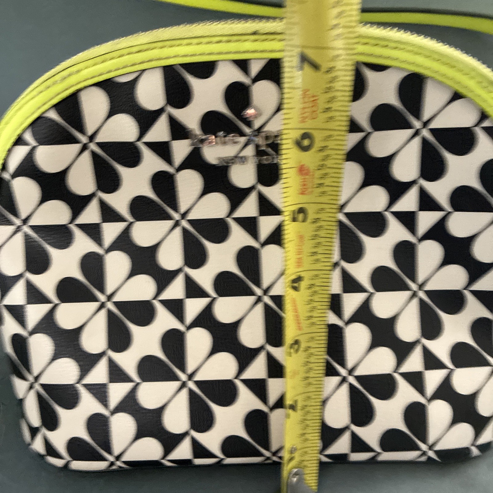 KATE SPADE HOLLIE GEO CLOVER DOME CROSSBODY  HANDBAG YELLOW BLACK WHITE thumbnail 13