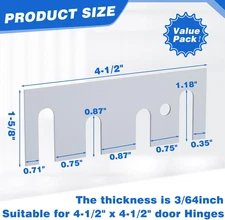 16 Gauge Steel Hinge Shim Coated Finish Shims 4-1/2" Length x 1-5/8" Width St...