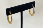 14K Yellow Gold Tapered Hoop Earrings 1" Drop 2.06g 585 Hallmarked — photo 3