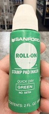 SANFORD 2 OZ GREEN ROLL ON STAMP PAD INK. OLD NEW STOCK NO. 58704