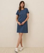 Pact Women  s Softspun Tee Dress Small French Navy Comfortable Casual