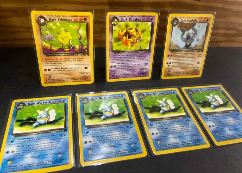Pokemon Team Rocket Dark Wartortle Kadabra Machoke Primeape Lot WOTC Vintage