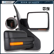 Pair Power Heated Turn Signal Puddle Light Tow Mirrors For 2007-2014 Ford F150