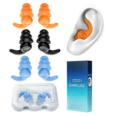 Waterproof Swimming Ear Plugs for Adults, 3 Pairs Reusable Silicone Swimmer E...