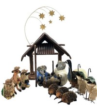 AUSTRALIAN NATIVITY SCENE Christmas Handmade Decoration Animal Wildlife Bristle