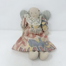 Adorable Vintage Feed sack Doll "DOLLY" Rag Shelf Sitter Sugar Angel Wings