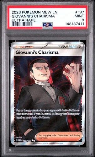 2023 POKEMON MEW EN-151 ULTRA RARE #197 GIOVANNI'S CHARISMA PSA 9