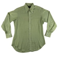 Vintage Sears Dress Shirt Mens 15.5 32/33 Green Long Sleeve Button Down 70s USA
