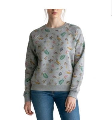 Boden Sweatshirt Women Small Gray Fox  Hare Pullover Rabbit Jumper Earthy  Bunny